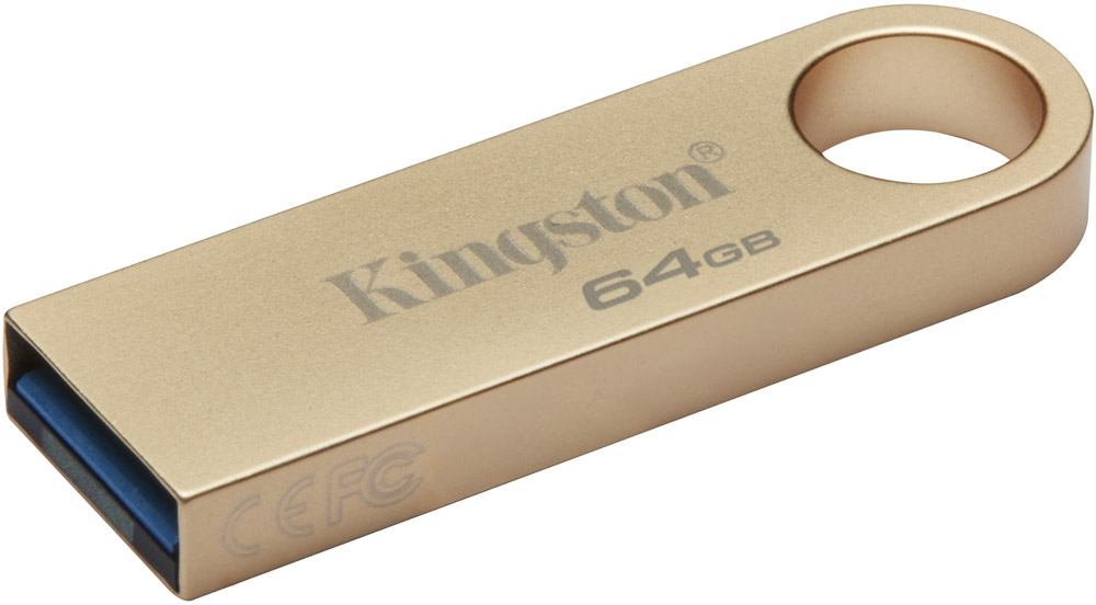 USB Flash Kingston 64GB USB 2.0 DT SE9 G3 Metal Gold, Retail (DTSE9G3/64GB#) золотистий на малюнкі №2
