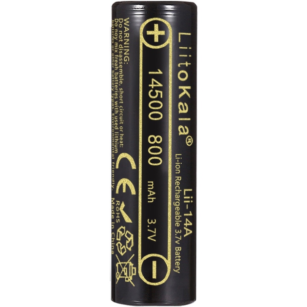Акумулятор 14500 LiitoKala, Lii-14A, 800mAh, 3.7V li-ion battery, 1 pcs (Lii-14A (14500)) на малюнкі №1