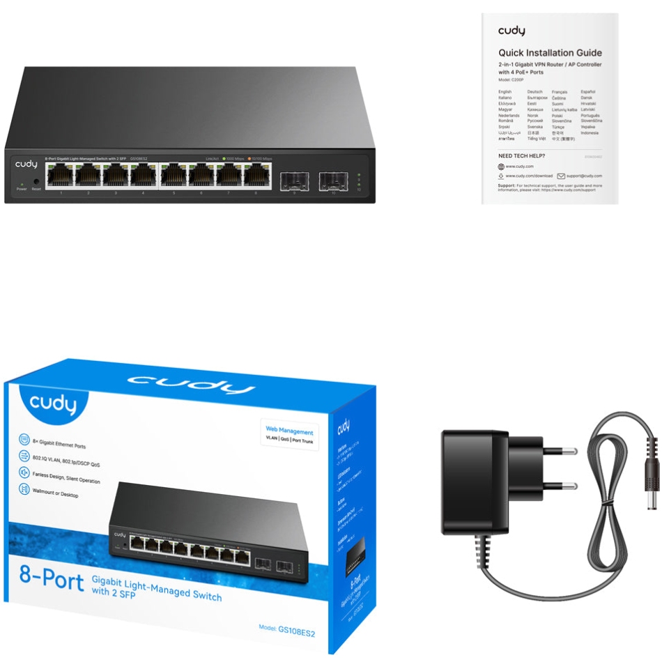 Комутатор Cudy GS108ES2, 8 портовий Gigabit Light-Managet with 2SFP Switch (GS108ES2) на малюнкі №2