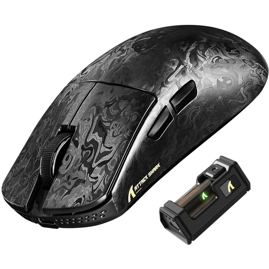 Мишка Attack Shark R11 Ultra, Wireless/Bluetooth, 42000dpi, (PAW3950MAX), 6кн, Ink Blade (R11ULTRAIB_AS) Чорний на малюнкі №2