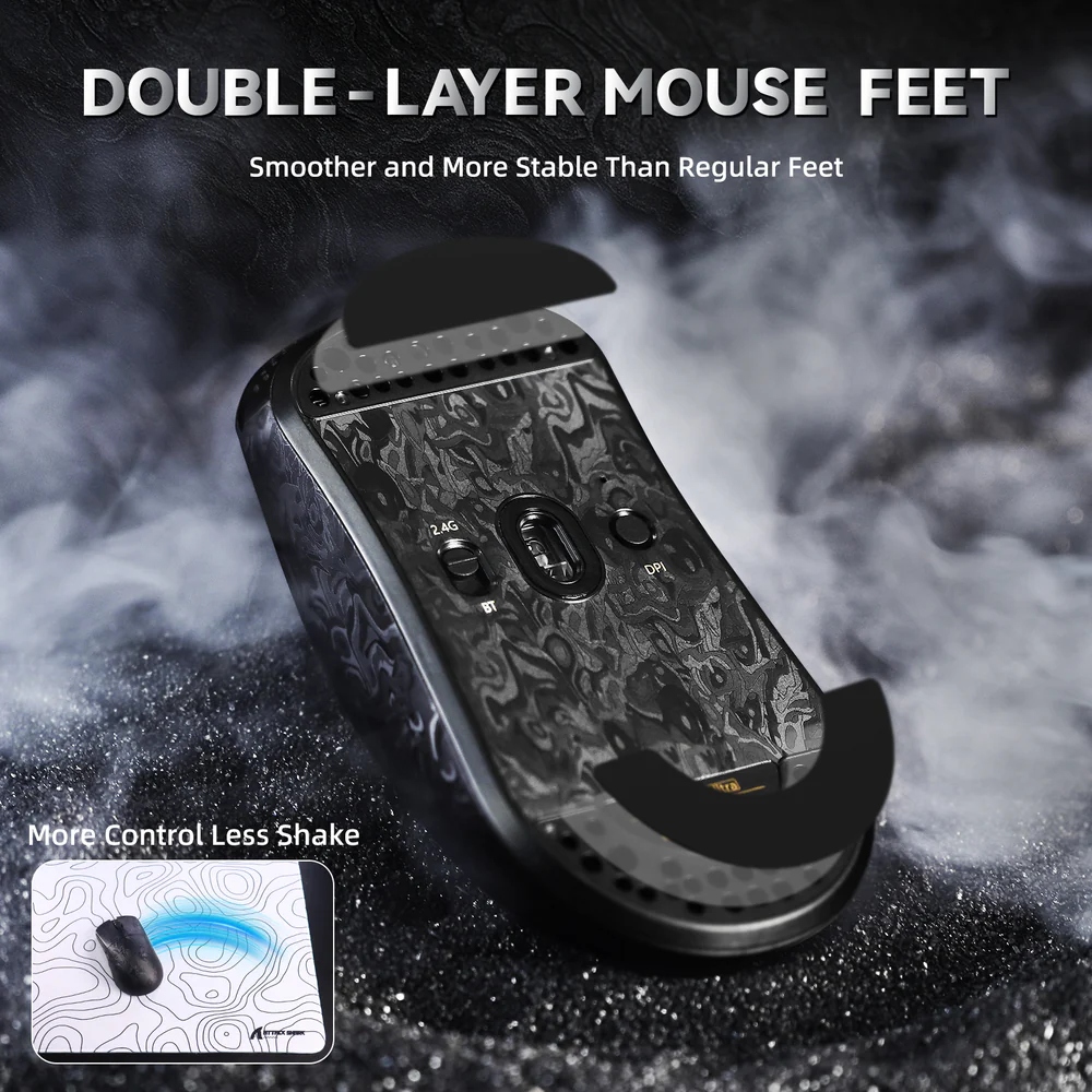 Мишка Attack Shark R11 Ultra, Wireless/Bluetooth, 42000dpi, (PAW3950MAX), 6кн, Ink Blade (R11ULTRAIB_AS) Чорний на малюнкі №10