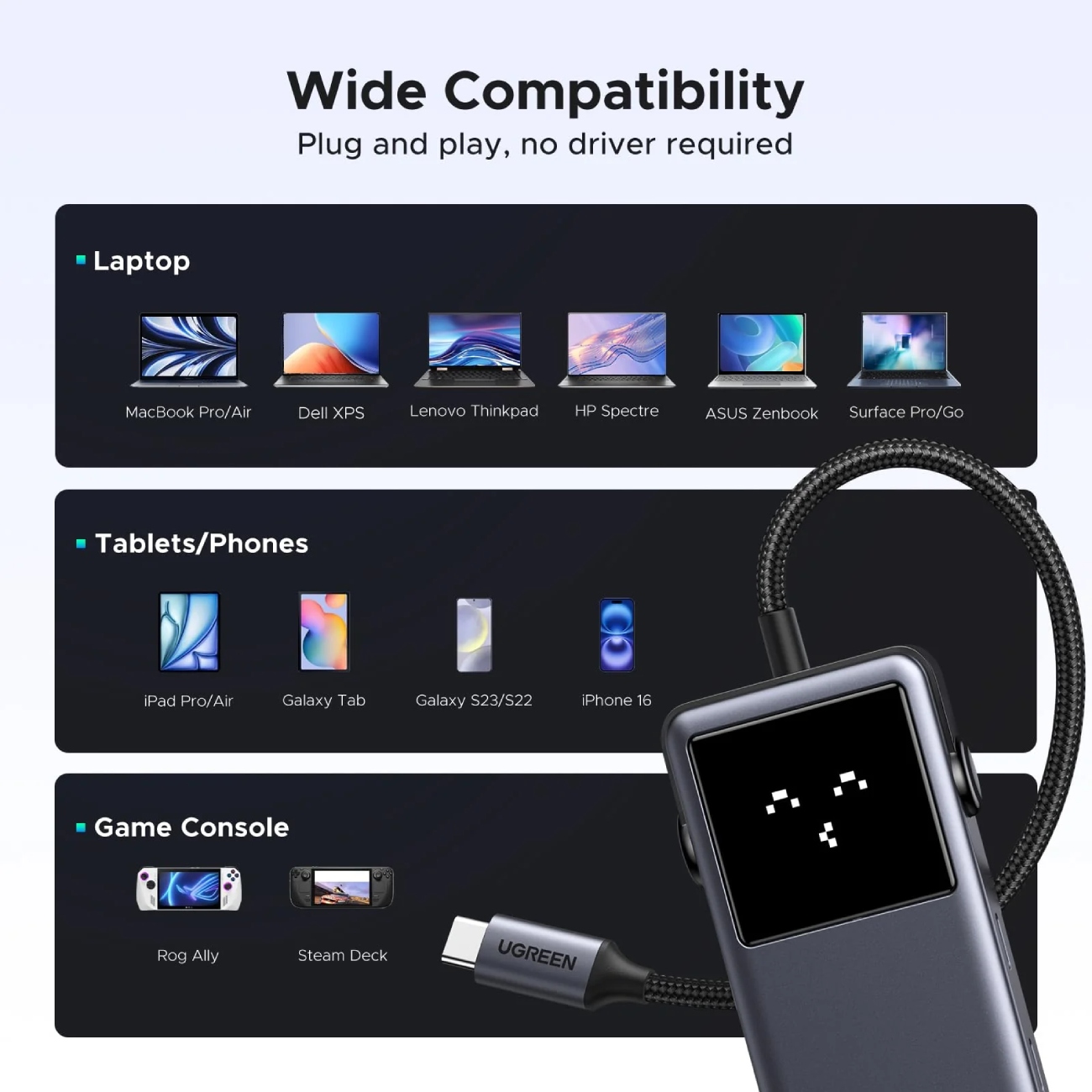 Док-станція USB3.2 Type-C -- HDMI 4K60Hz/2xUSB-А 3.2/2xUSB-C 3.2/PD 100W 6-in-1 CM888 Ugreen (35998) на малюнкі №8