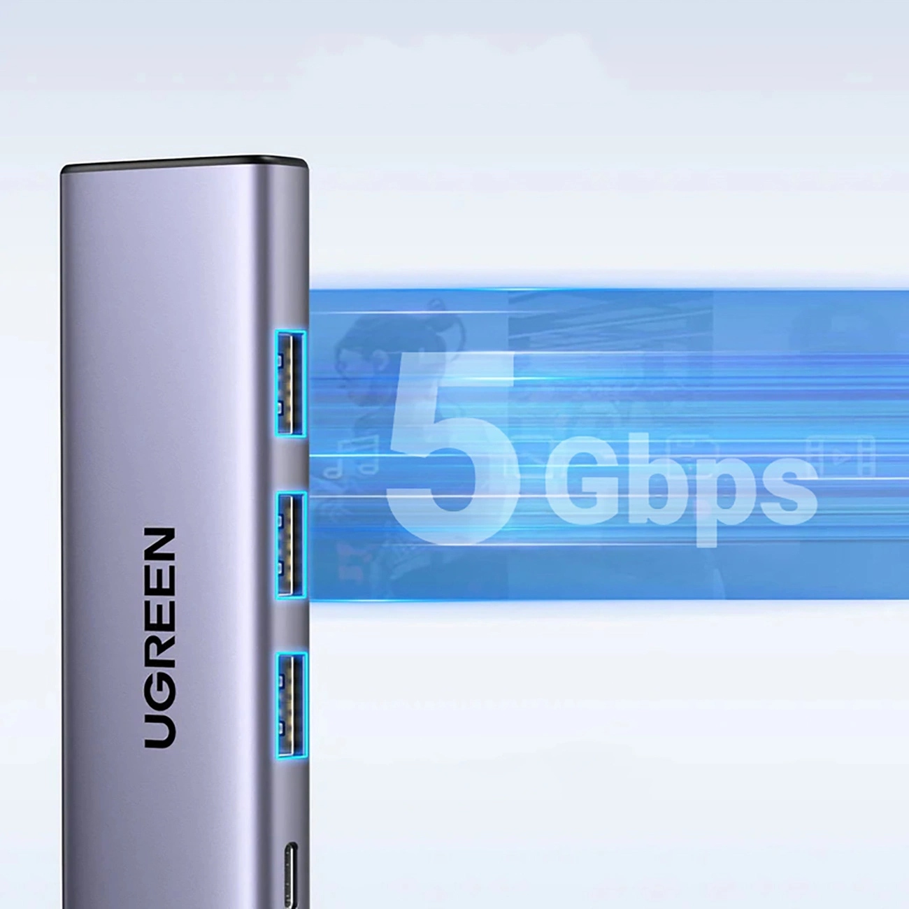 Док-станція USB3.1 Type-C -- HDMI 4K60Hz/3xUSB-А 3.0/Type-C/PD 100W 5-in-1 CM511 Ugreen (15597) на малюнкі №3