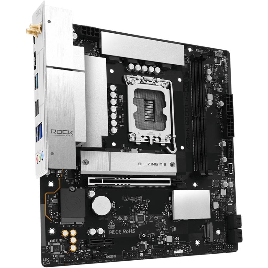 AsRock (1851/B860, 2*DDR5, 2*PCIex16, HDMI/DP, 4xSATA, 2xM.2, 2.5Glan, 7.1ch, mATX) (B860M ROCK WIFI) на малюнкі №2
