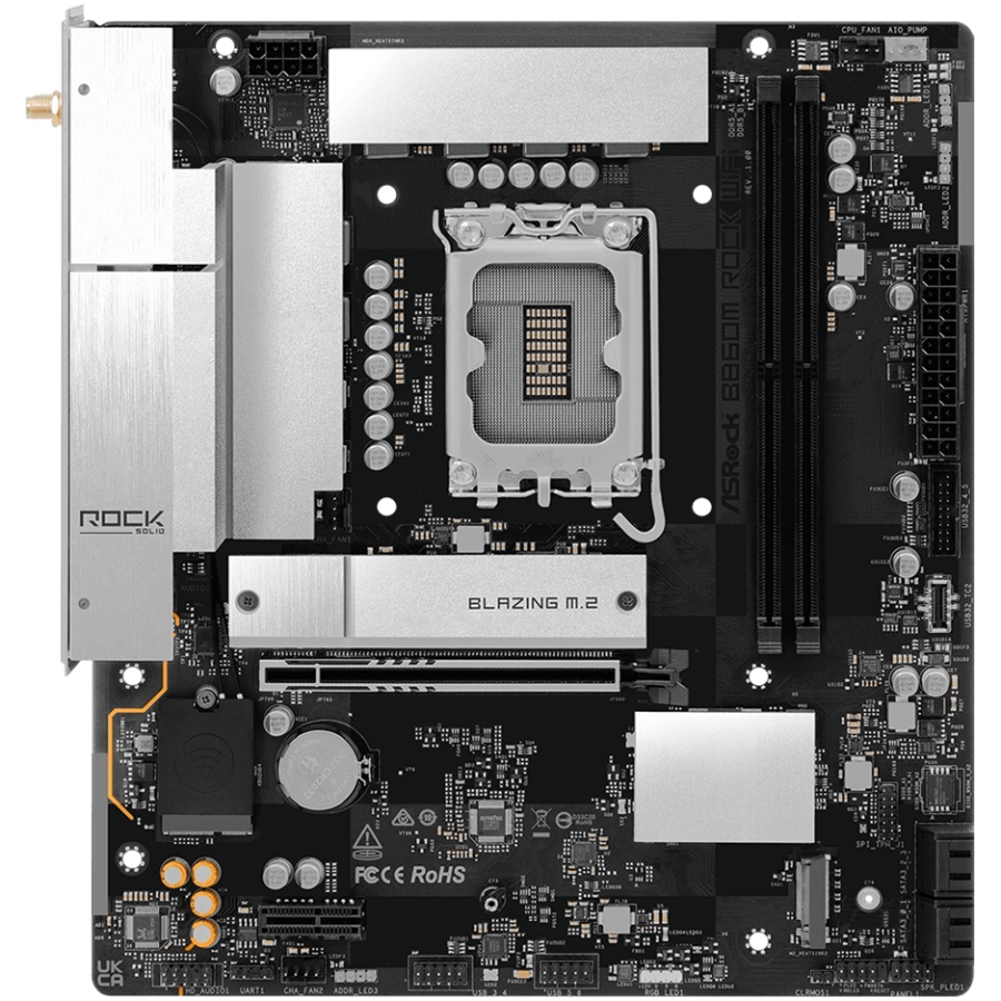 AsRock (1851/B860, 2*DDR5, 2*PCIex16, HDMI/DP, 4xSATA, 2xM.2, 2.5Glan, 7.1ch, mATX) (B860M ROCK WIFI) на малюнкі №6