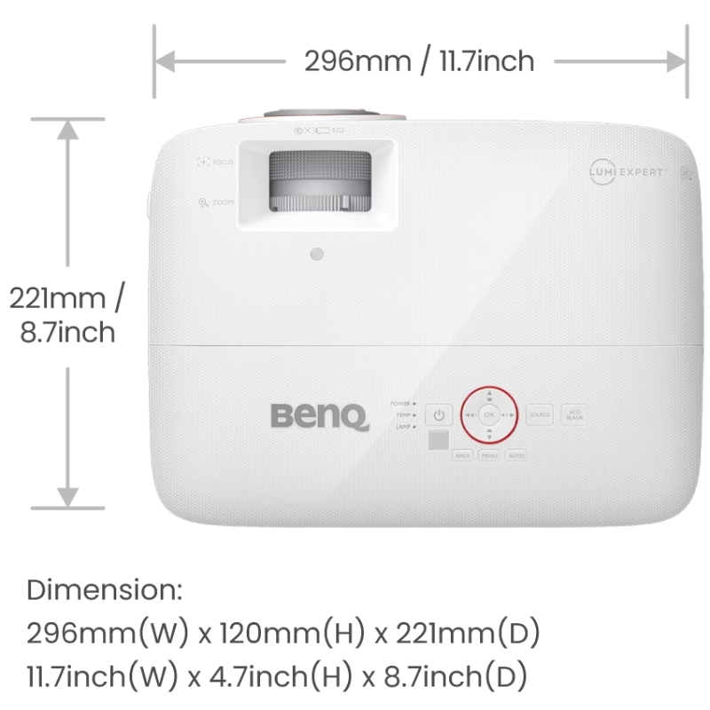 Проєктор BENQ TH671ST, короткофокусний, DLP,1080P,ANSI 3000Lm,10000:1, 2хHDMI, USB,16:9, білий (9H.JGY77.1HE) на малюнкі №7