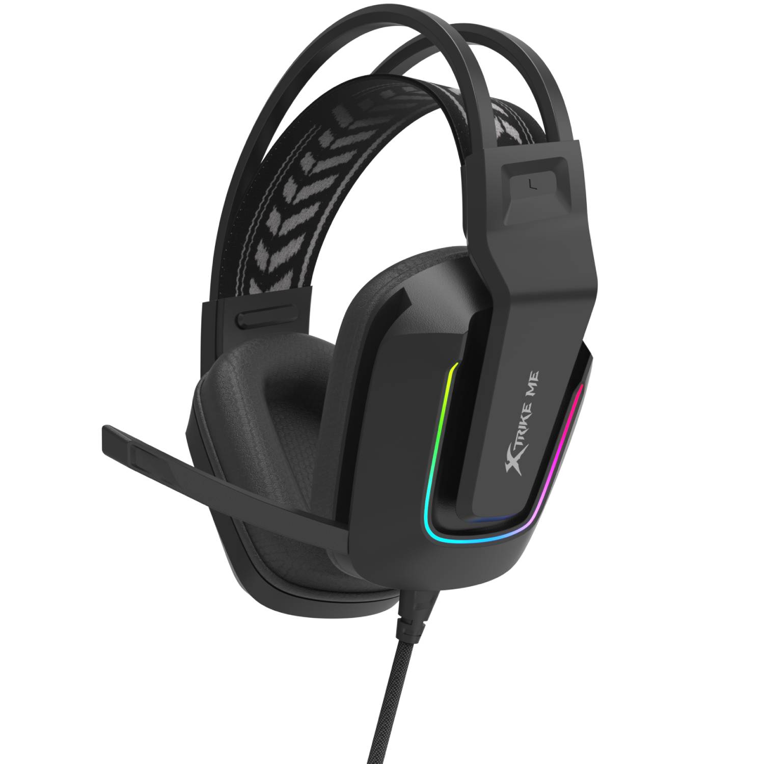 Ігрова гарнітура XTRIKE ME GH-712, USB+3.5мм, RGB, кабель 2м, чорна (GH-712) Чорний на малюнкі №5