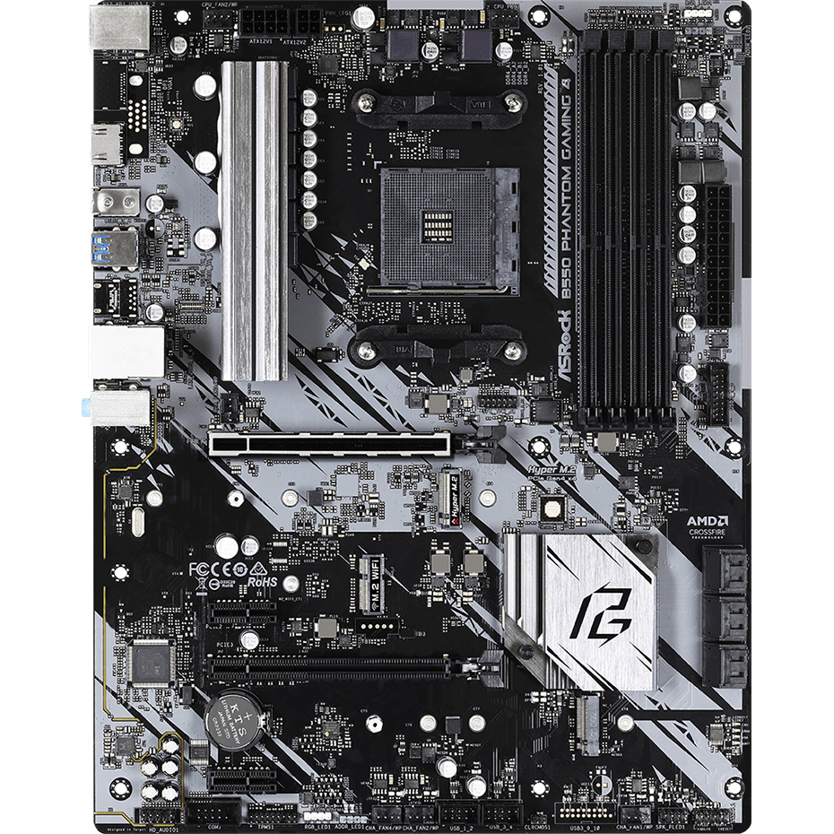 ASRock (AM4/B550, 4*DDR4, 2xPCIex16, HDMI, 6xSATAІІІ, 3xM.2, GLan, 7.1ch, ATX) (B550 Phantom Gaming 4) на малюнкі №1