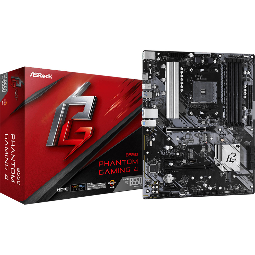 ASRock (AM4/B550, 4*DDR4, 2xPCIex16, HDMI, 6xSATAІІІ, 3xM.2, GLan, 7.1ch, ATX) (B550 Phantom Gaming 4) на малюнкі №4