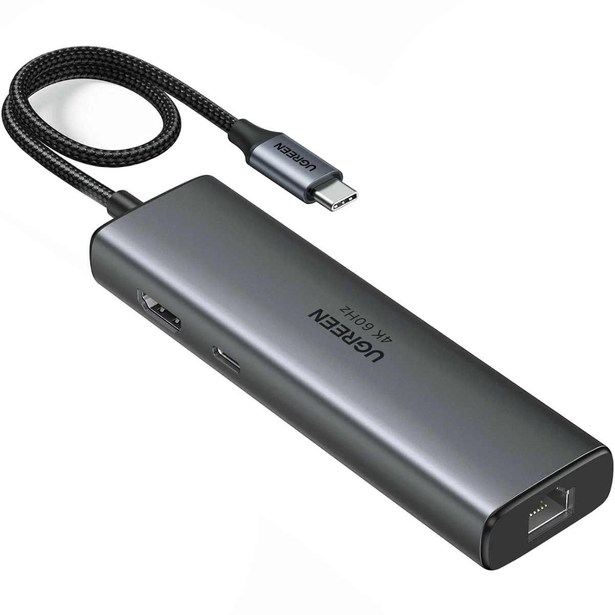 Док-станція USB3.2 Type-C - HDMI 4K60Hz/2xUSB-A 3.2/USB-C 3.2/RJ45/ PD 100W CM512 Ugreen (45000) на малюнкі №1