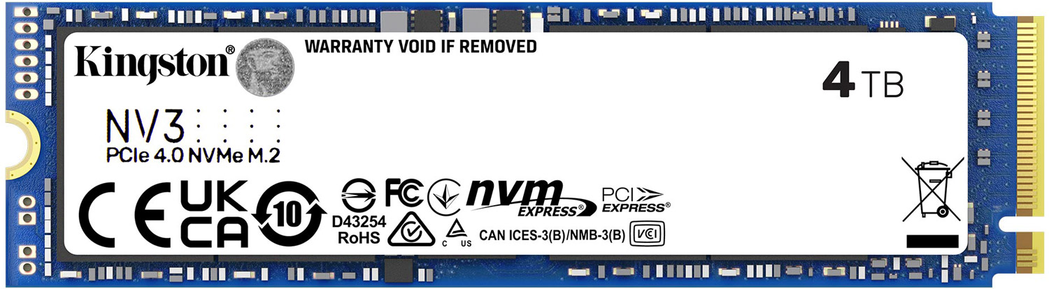 SSD 4TB Kingston NV3 M.2 2280 PCIe 4.0 x4 NVMe (SNV3S/4000G#) на малюнкі №1