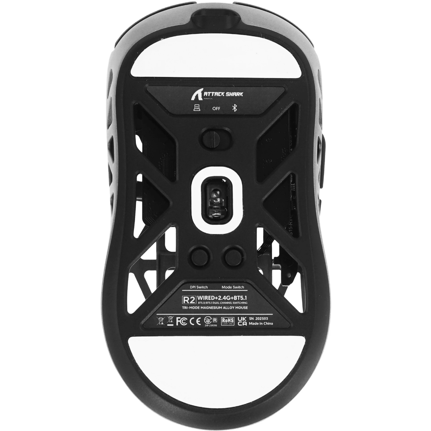 Мишка Attack Shark R2, Wireless/Bluetooth, 42000dpi. (PAW3950), 6кн, Silver gray (R2SGR_AS) Сірий на малюнкі №5
