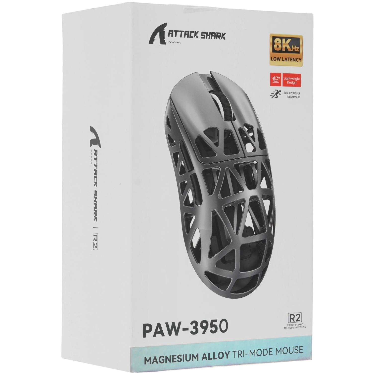 Мишка Attack Shark R2, Wireless/Bluetooth, 42000dpi. (PAW3950), 6кн, Silver gray (R2SGR_AS) Сірий на малюнкі №6