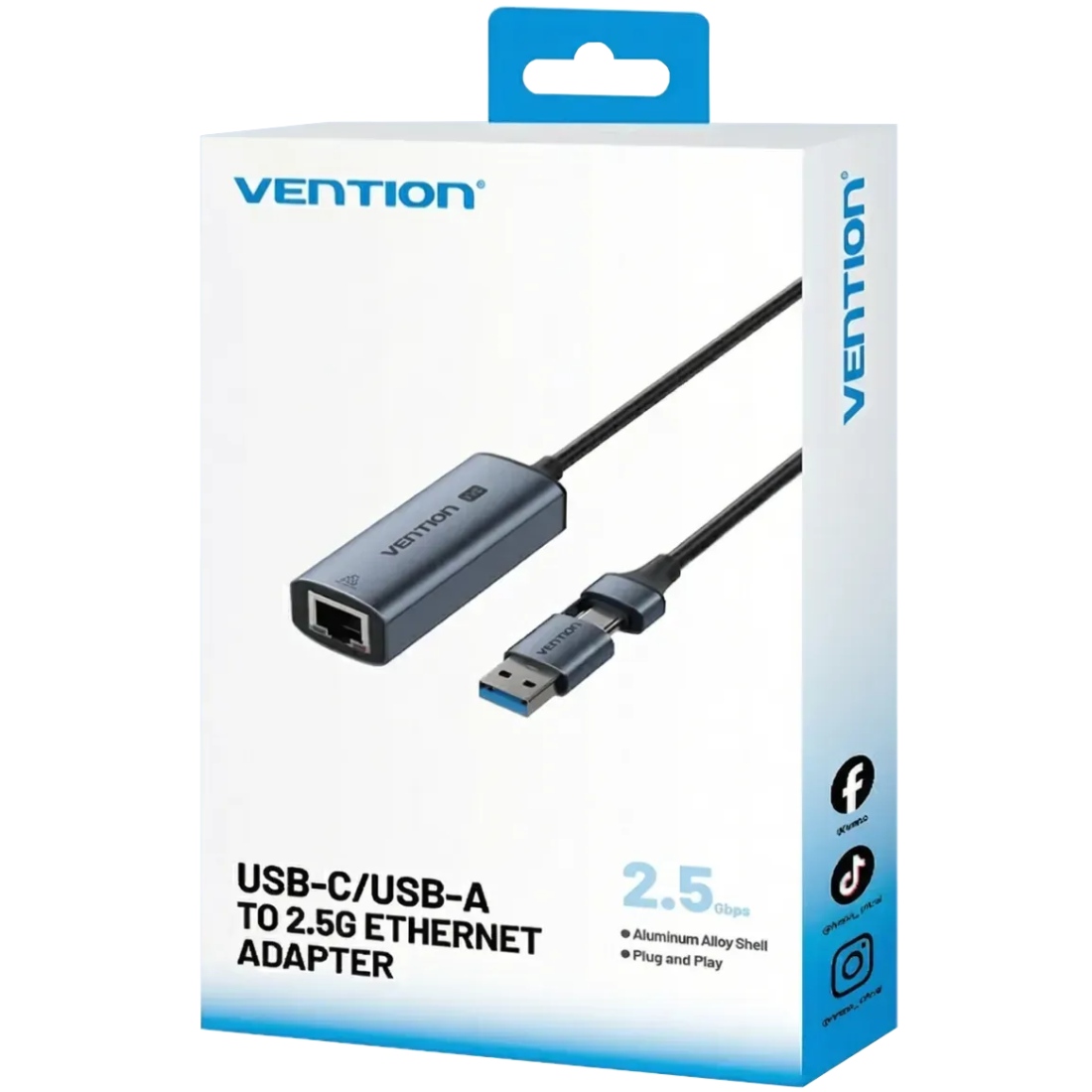 Перехідник USB-C/USB-A -- Ethernet RJ45 2500Mb 0.15м Aluminum Alloy Vention сірий (CFUHB) на малюнкі №3