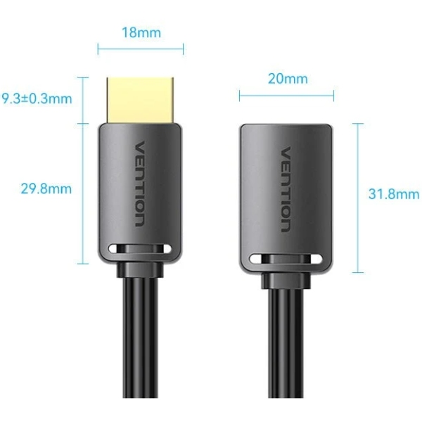 Кабель продовжувач HDMI M - F V2.0, 0.5м 4K 60Гц PVC, Vention (AHCBD) на малюнкі №2