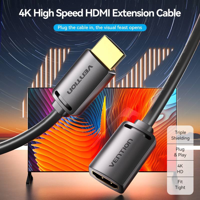 Кабель продовжувач HDMI M - F V2.0, 0.5м 4K 60Гц PVC, Vention (AHCBD) на малюнкі №4