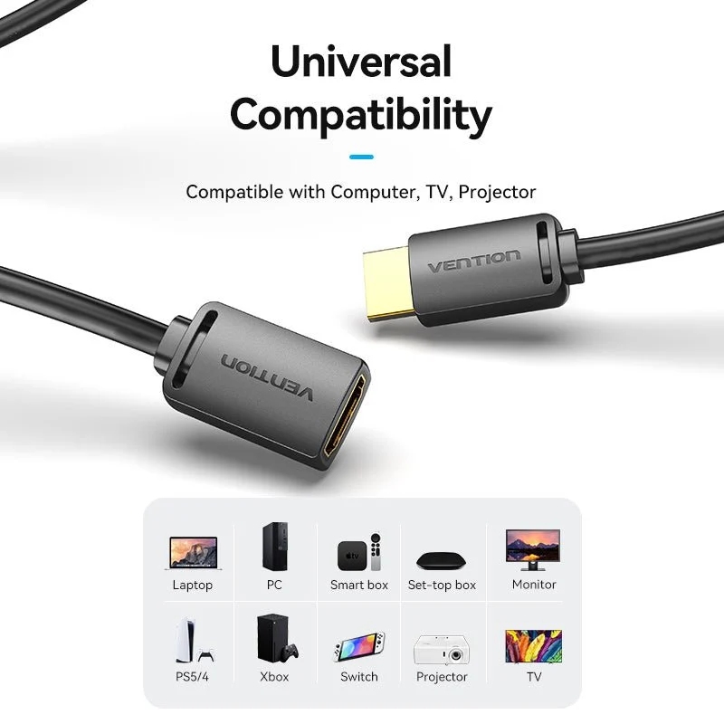 Кабель продовжувач HDMI M - F V2.0, 0.5м 4K 60Гц PVC, Vention (AHCBD) на малюнкі №6