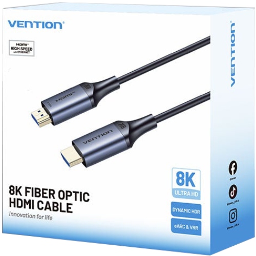 Кабель HDMI M - M, 15.0м, Optical V2.1, 8K 60Гц 48Gbps Aluminum Alloy, сірий Vention (ALTHN) на малюнкі №2
