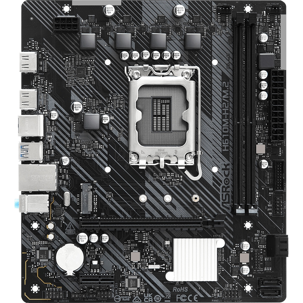 ASRock (1700/H610, 2*DDR4, 1xPCIex16, 2xHDMI, 4xSATA, M.2, GLan, 7.1ch, mATX) (H610M-H2/M.2) на малюнкі №1