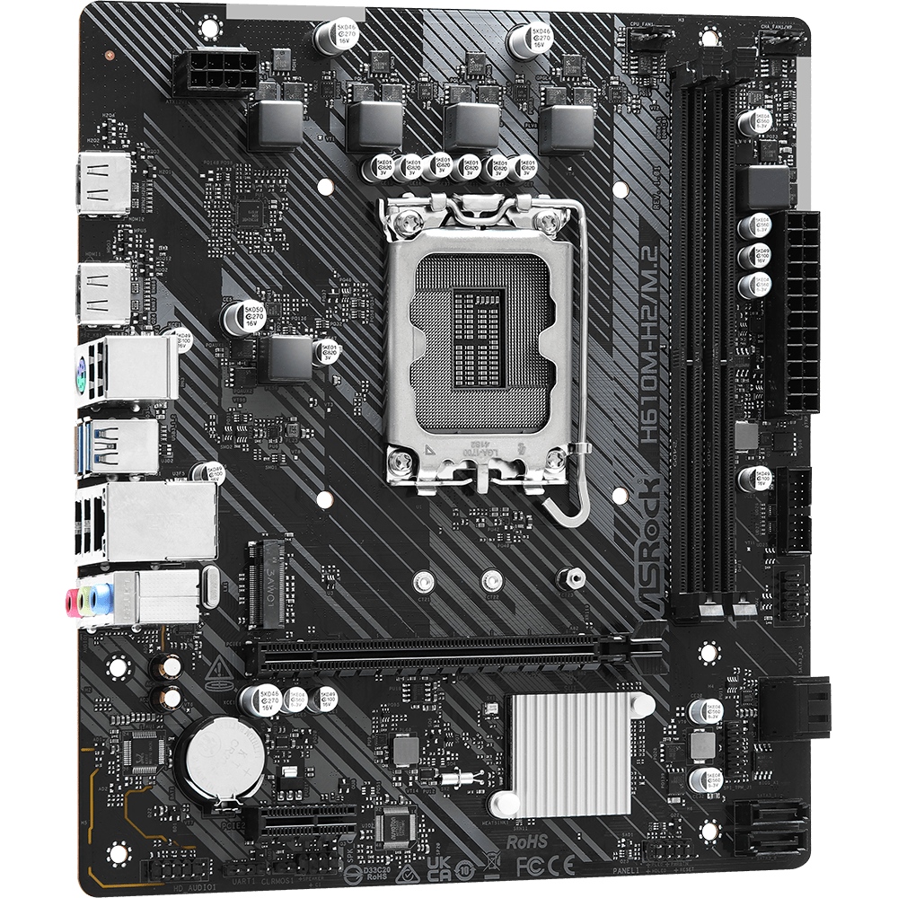 ASRock (1700/H610, 2*DDR4, 1xPCIex16, 2xHDMI, 4xSATA, M.2, GLan, 7.1ch, mATX) (H610M-H2/M.2) на малюнкі №2