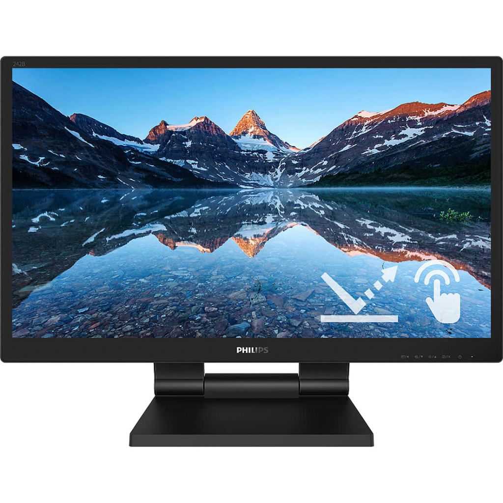 TFT 23.8 Philips 242B9TL, сенсорний (10 дотиків), IPS, VGA, HDMI, DVI-D, DP, USB, HAS, колонки (242B9TL/00) Чорний на малюнкі №1
