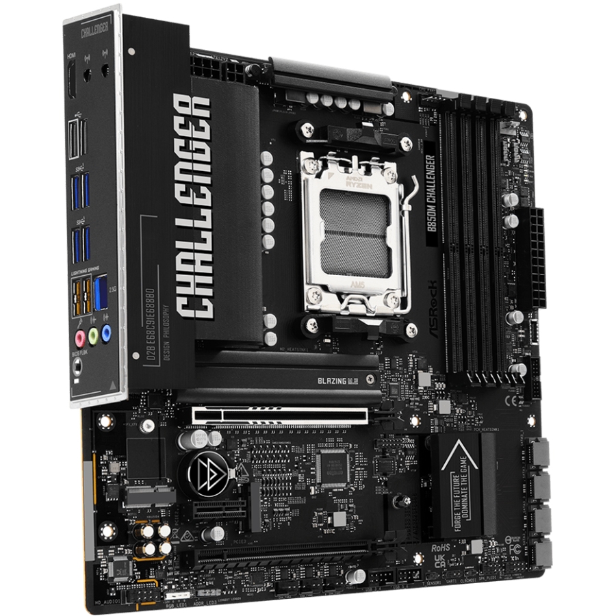 ASRock (AM5/B850, 4*DDR5, 2xPCIex16, HDMI/DP, 4xSATAІІІ,2xM.2, 2.5GLan, mATX) (B850M CHALLENGER) на малюнкі №2
