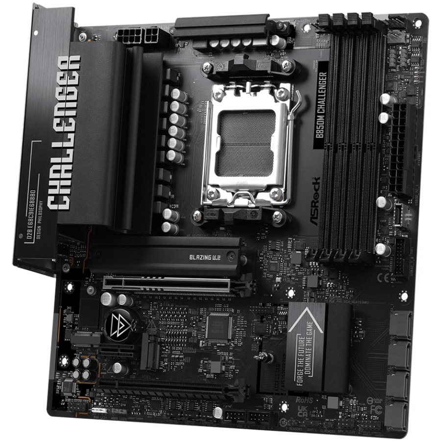 ASRock (AM5/B850, 4*DDR5, 2xPCIex16, HDMI/DP, 4xSATAІІІ,2xM.2, 2.5GLan, mATX) (B850M CHALLENGER) на малюнкі №3