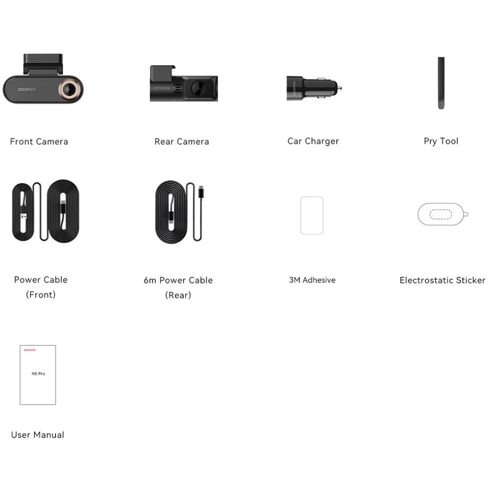 Відеореєстратор DDPAI Dashcam N5 Pro + камера заднього виду (6934915208166) на малюнкі №2