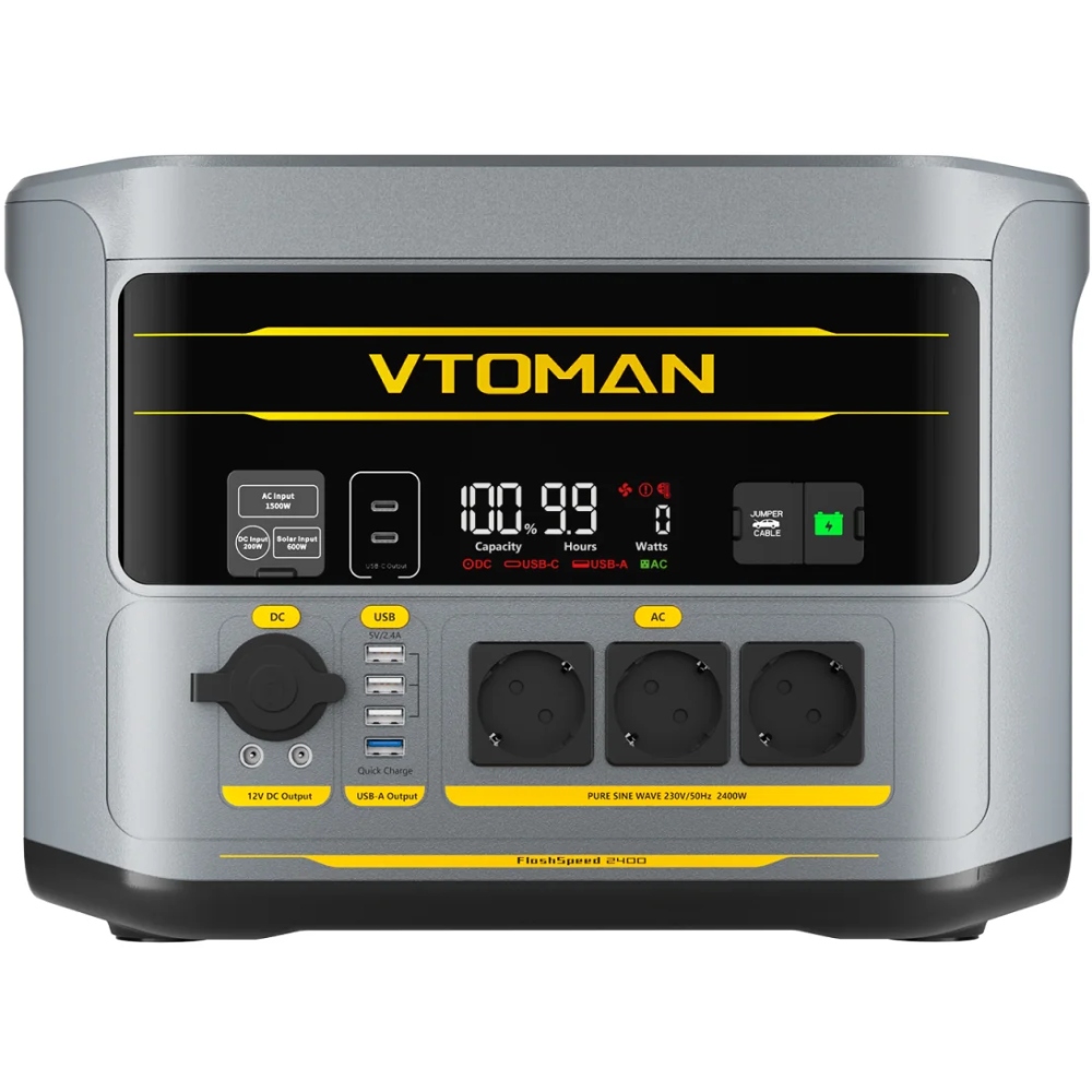 Зарядна станція Vtoman (1408 Вт/г) 2400W AC,MPPT,UPS,LiFePo4 (FlashSpeed 2400) на малюнкі №1