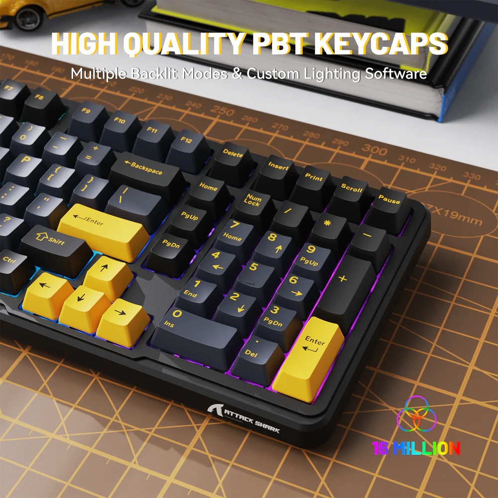 Клавіатура ігрова механічна Attack Shark X98 102кл. RGB, Wireless, Star Black (X98SB_AS) Чорний на малюнкі №8