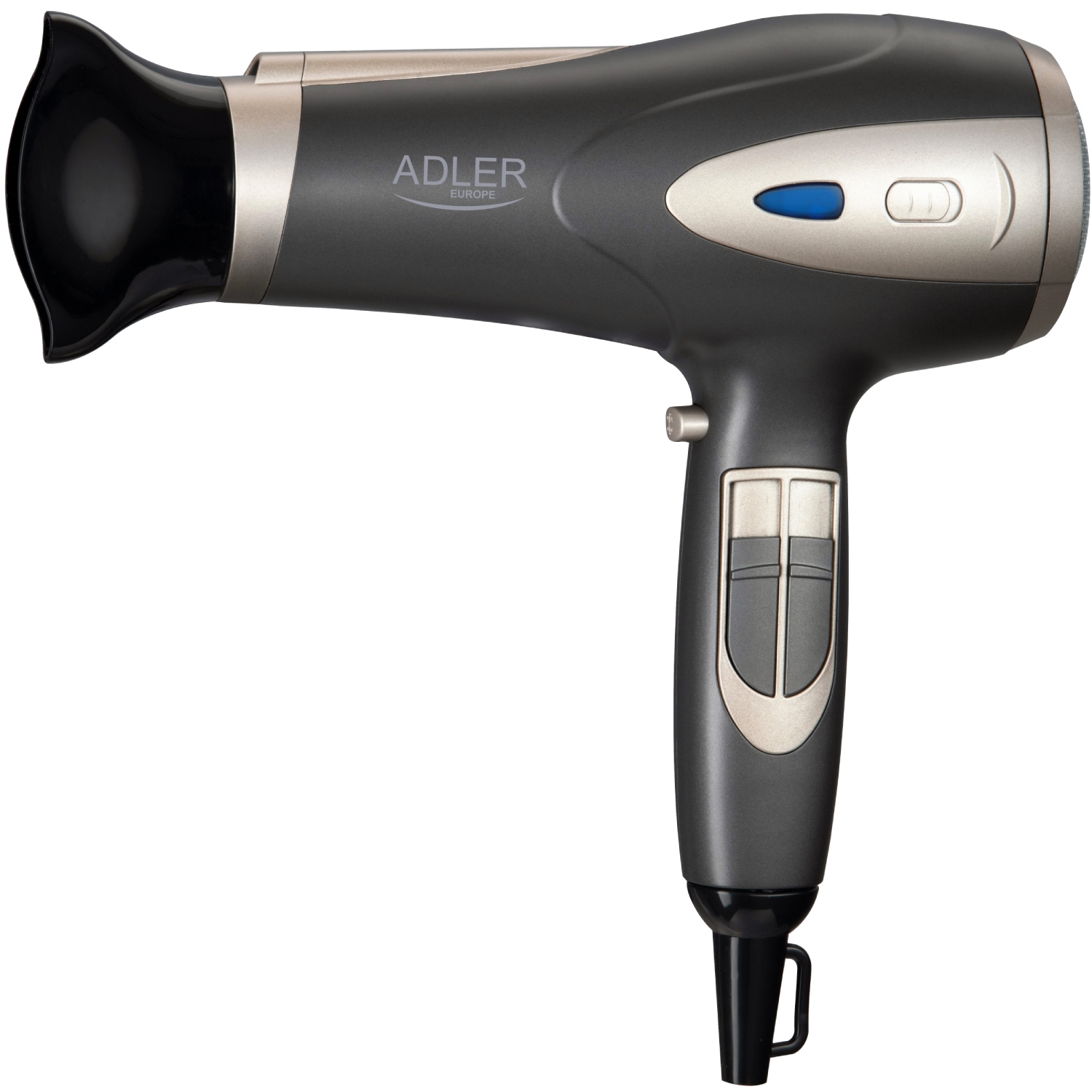 Фен Adler AD 2248 grey champane 2200Вт/ 2 швидкості/ хол.обдув/ темп.режимів-3/ іонізація/ дифузор (AD2248G) Сірий на малюнкі №1