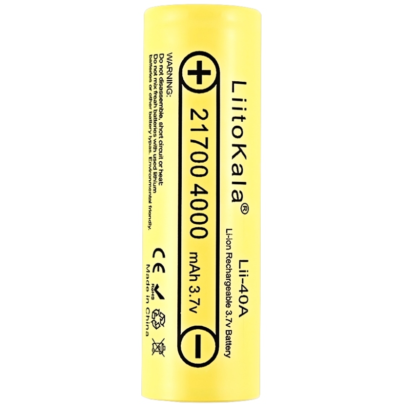 Акумулятор 21700 LiitoKala, Lii-40A, 4000mAh, 3.7V li-ion battery, 1 pcs (Lii-40A) на малюнкі №1