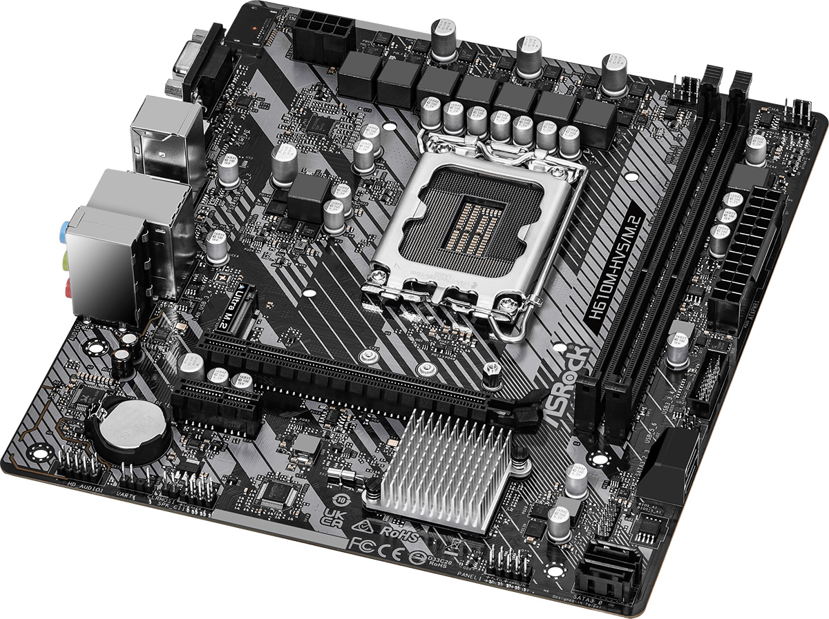 ASRock (1700/H610, 2*DDR4, 1xPCIex16, HDMI/VGA, 4xSATA, M.2, GLan, 7.1ch, mATX (H610M-HVS/M.2 R2.0) на малюнкі №3