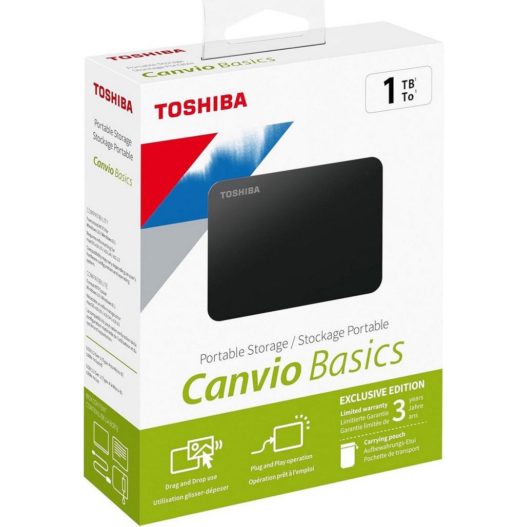 HDD external, USB 3.2 1Tb, Toshiba Canvio Basics Exclusive 2.5 External, чорний (HDTB510MK3AA) на малюнкі №5
