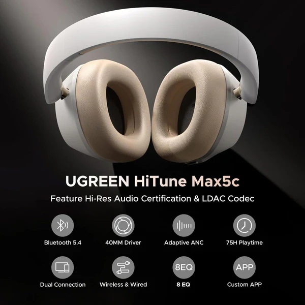 Навушники UGREEN HP203 HiTune Max5С Hybrid ANC White (35758) на малюнкі №6