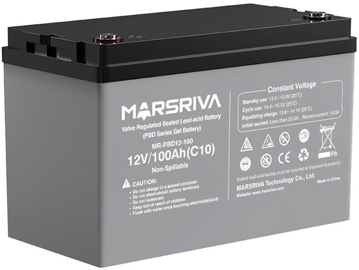 Акумуляторна батарея Marsriva 12.8V, 100A, AGM Gel battery (MR-PBD12-100) на малюнкі №3