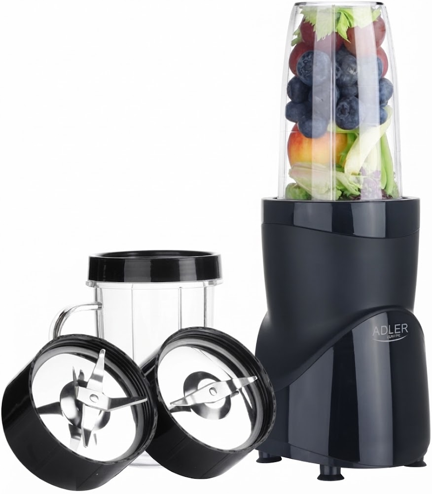 Фітнес-блендер Adler AD 4084 black 500Вт/ Pulse/ 4 скляні пляшки 700мл, 2x500мл, 300мл/ (AD4084BK) Чорний на малюнкі №1