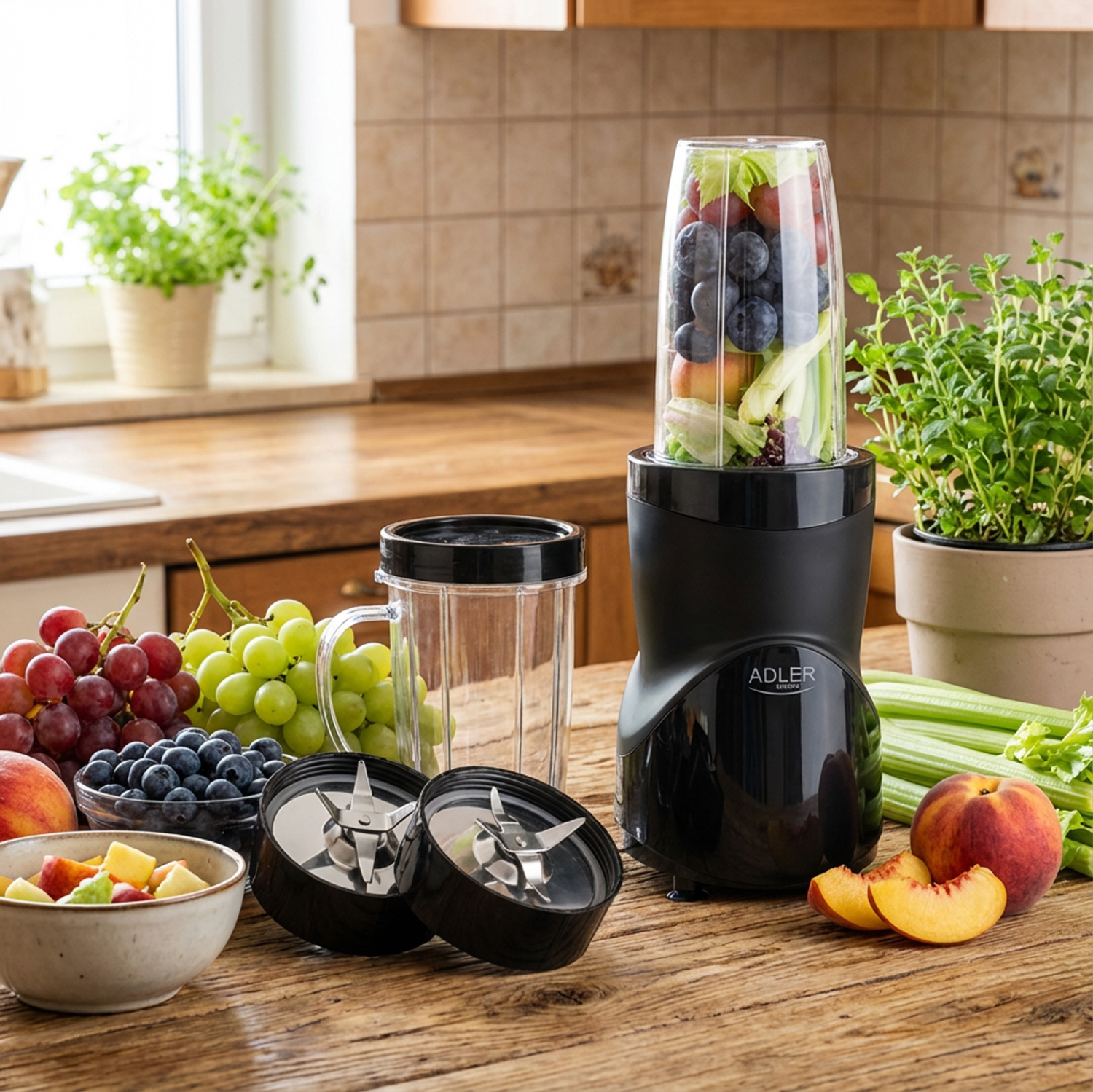 Фітнес-блендер Adler AD 4084 black 500Вт/ Pulse/ 4 скляні пляшки 700мл, 2x500мл, 300мл/ (AD4084BK) Чорний на малюнкі №9