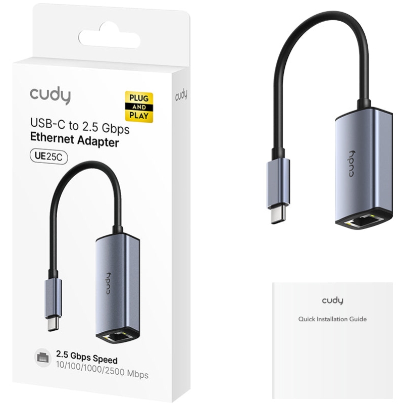 Перехідник USB 3.0 Type-C -- Ethernet RJ45 2500 Mb Cudy (UE25C) на малюнкі №2
