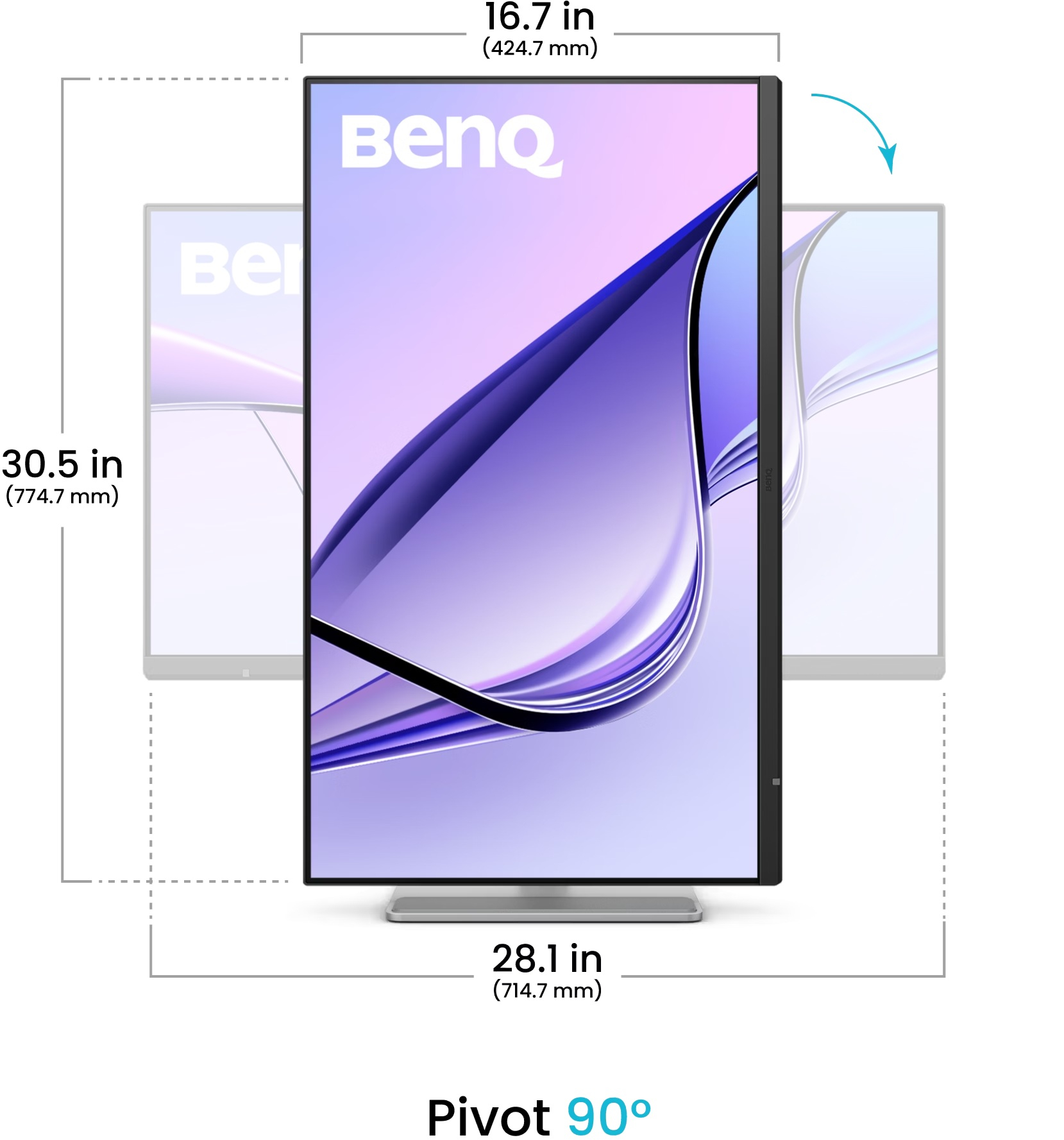 TFT 31.5 BenQ MA320UG, IPS, 4K, 120Hz, 2хHDMI, USB-C, HAS, Pivot, кол, сріблясто-сірий (9H.LP1LA.TBE) Сріблястий із сірим на малюнкі №4