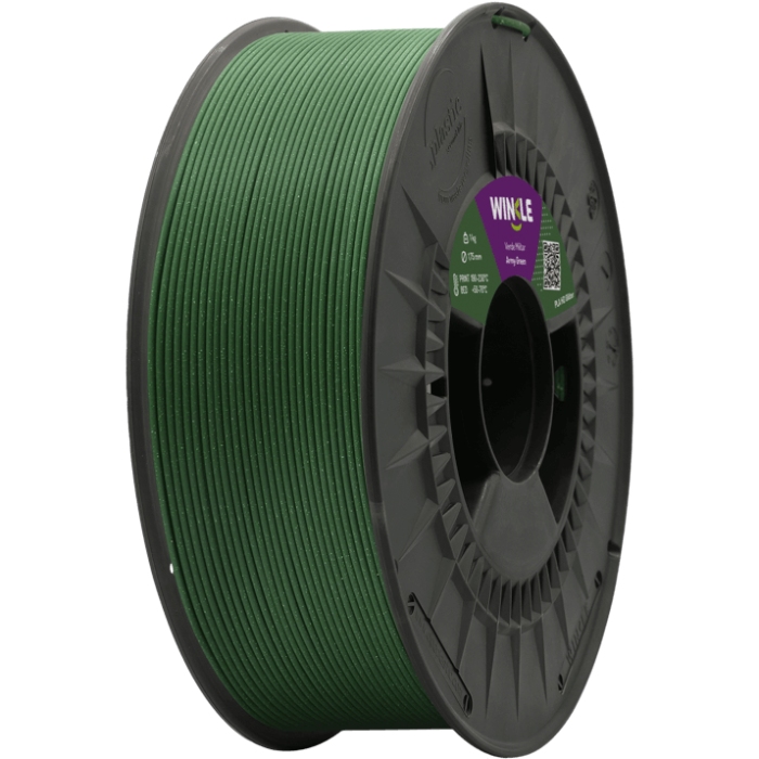 Пластик (Filament) WINKLE PLA HD 1кг, 1.75мм, блискучий, хакі (PHD01000175VERMILWNK) Зелений на малюнкі №1