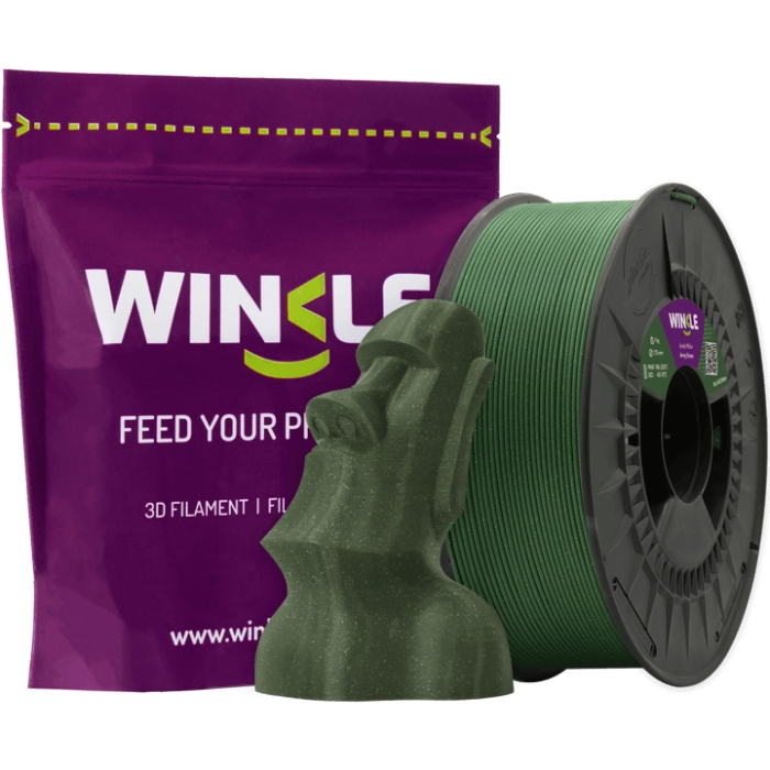 Пластик (Filament) WINKLE PLA HD 1кг, 1.75мм, блискучий, хакі (PHD01000175VERMILWNK) Зелений на малюнкі №2