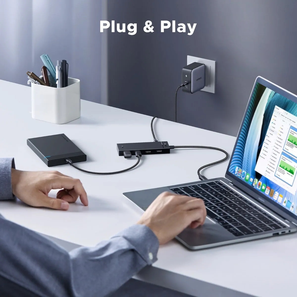 Хаб USB 3.2 Type-C - 4хUSB-C 3.2 Gen2 10Gbps PD 100W Black CM806 Ugreen (55334) на малюнкі №6