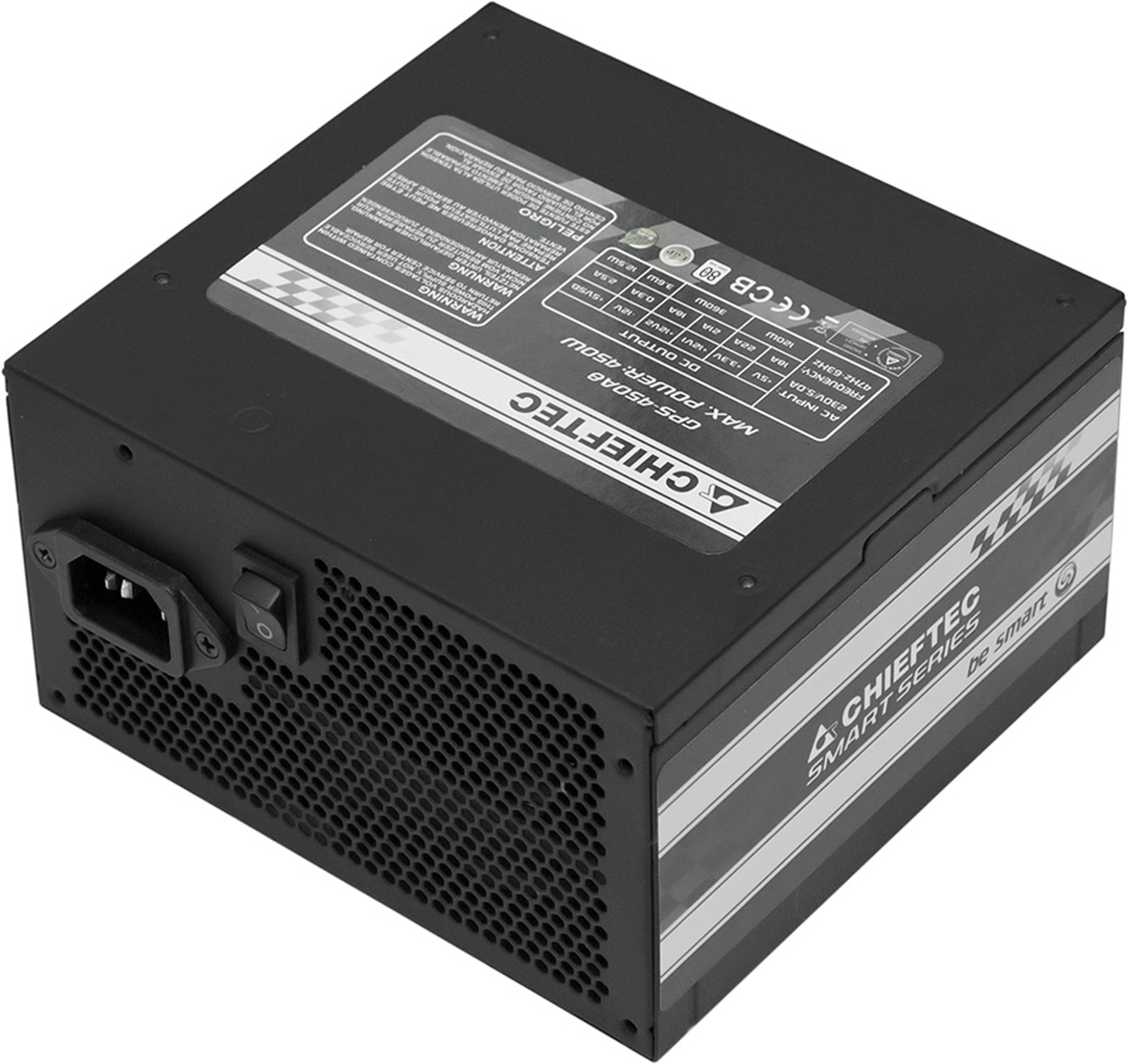 БЖ 450W Chieftec SMART GPS-450A8, 120 mm, 85%, Retail Box (GPS-450A8) на малюнкі №3