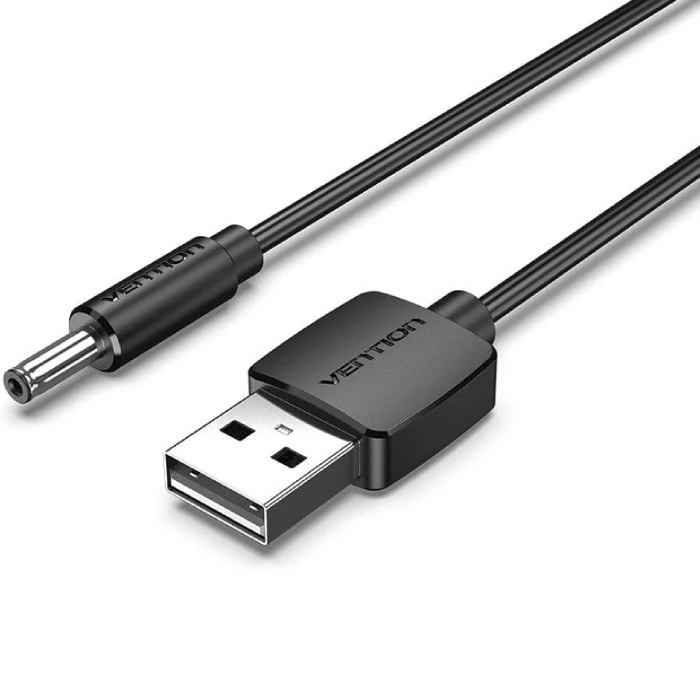 Кабель живлення USB AM - 3.5mm DC Power PVC 5V 2A, Black 1.5м Vention (CEXBG) на малюнкі №1