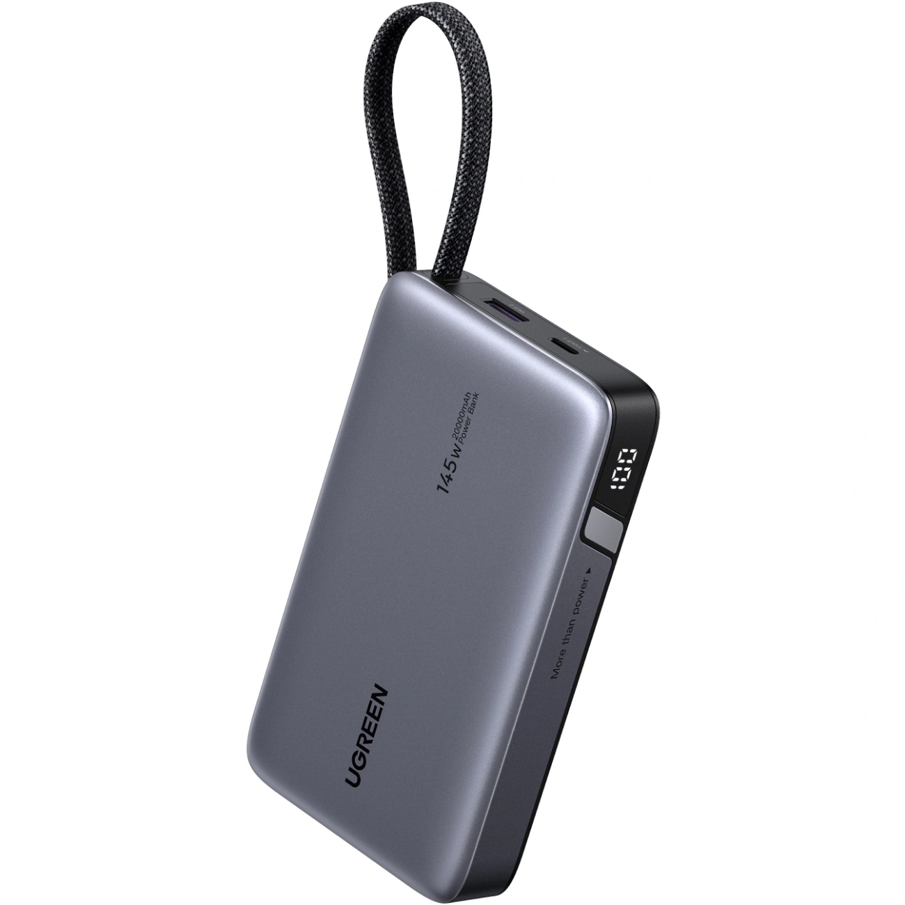 УМБ Ugreen 20000mAh 145W PD3.1.QC, USB-A,USB-С IN/OUT, with built in USB-C cable (PB551) Gray (55992B) на малюнкі №3