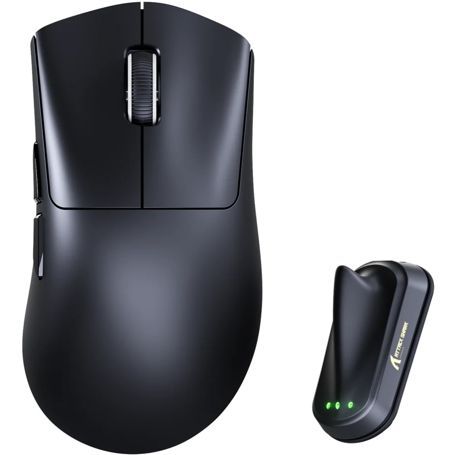 Мишка Attack Shark V8 Ultra-Light, Wireless/Bluetooth, 42000dpi. (PAW3950MAX), 6кн, Black (V8B_AS) Чорний на малюнкі №2