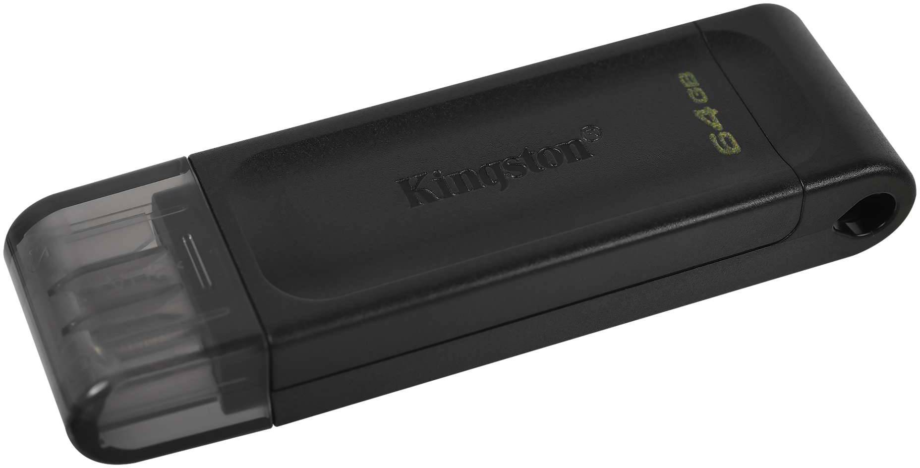 USB Flash Kingston 64GB USB-C 3.2 Gen 1 DataTraveler 70, Retail (DT70/64GB#) Чорний на малюнкі №2