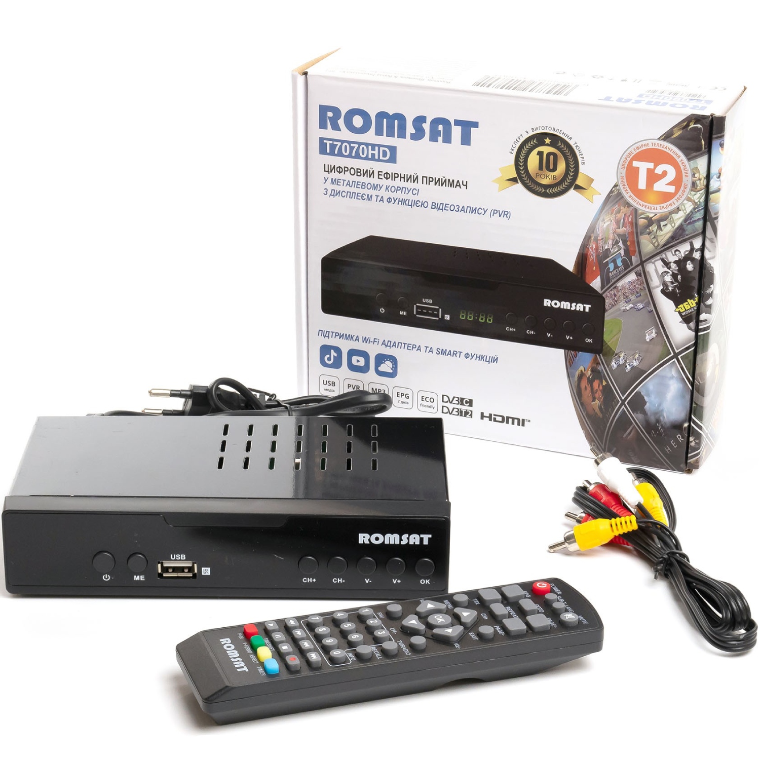 TV Тюнер Romsat T7070HD, DVB-T2, пульт ДУ (T7070HD) на малюнкі №7