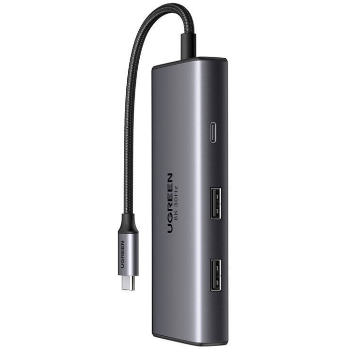 Док-станція USB3.1 Type-C -- HDMIx2,4K60Hz(8k30Hz)/USB3.0x2/Type-C/PD 100W CM498 6in1 Ugreen (15852#) на малюнкі №2